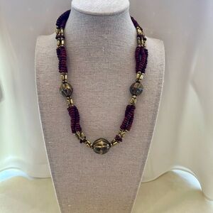 Brass ans Wooden Bead Choker Necklace